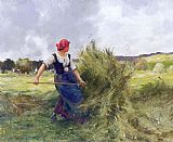 Julien Dupre Canvas Paintings - Haymaking